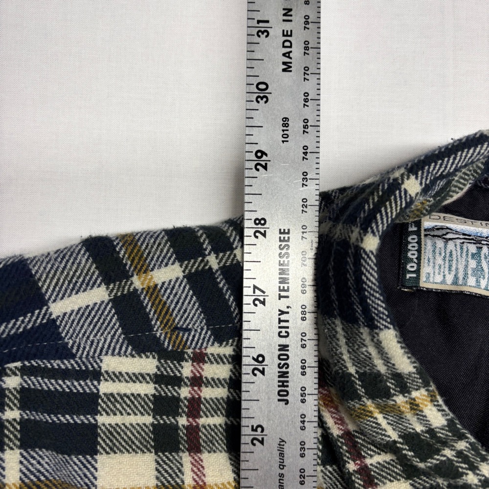 Above Sea Level Mens Plaid Quilted Flannel Shirt Jacket Navy Cream Yellow Medium - Picture 5 of 8